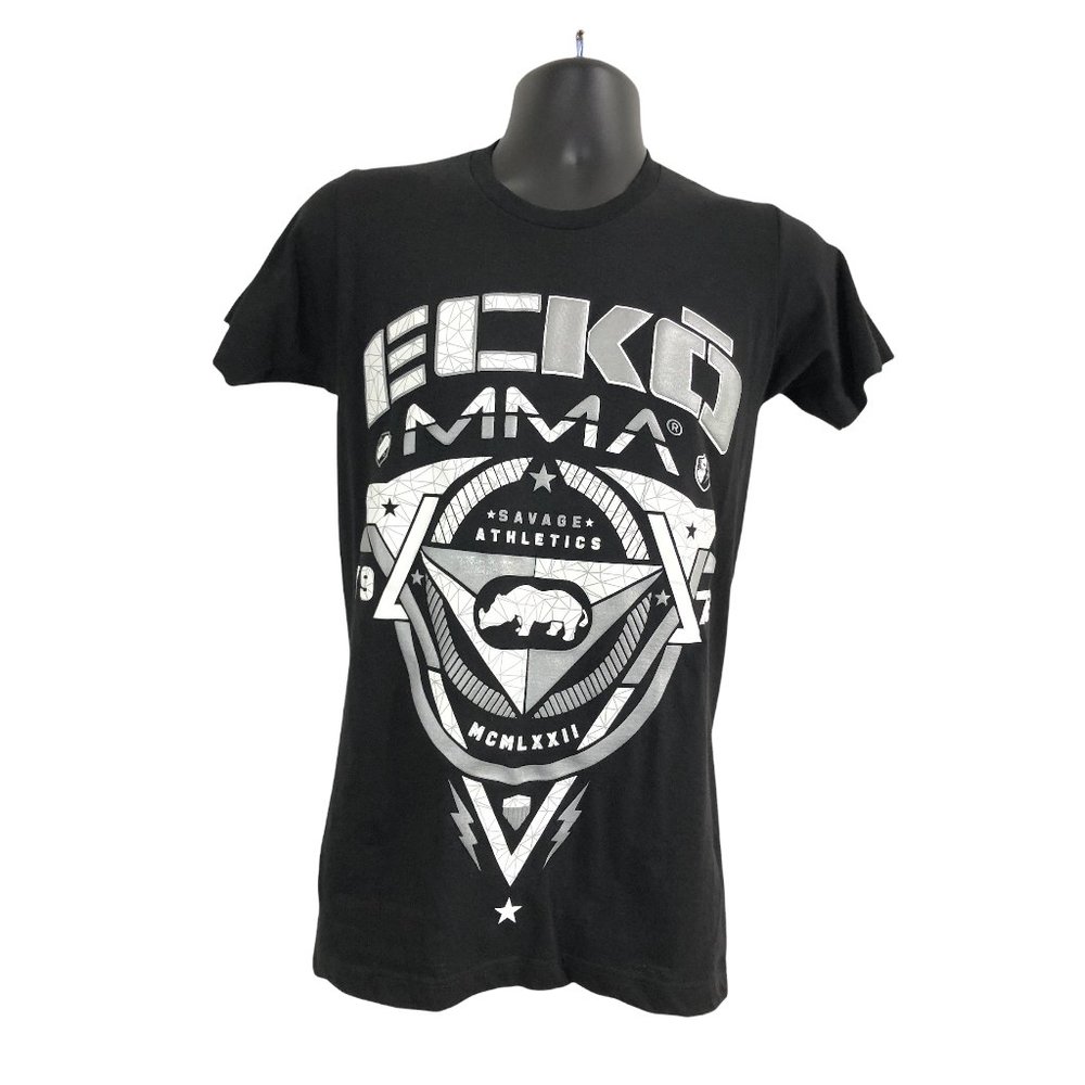 Ecko Unltd. Black Silver Men's MMA Savage Athletics Cotton T-Shirt Size Small